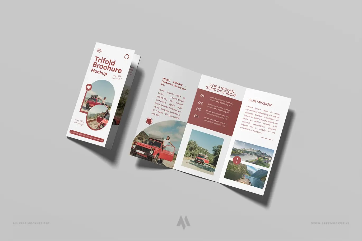 Mockup tờ rơi gấp ba chuyên nghiệp