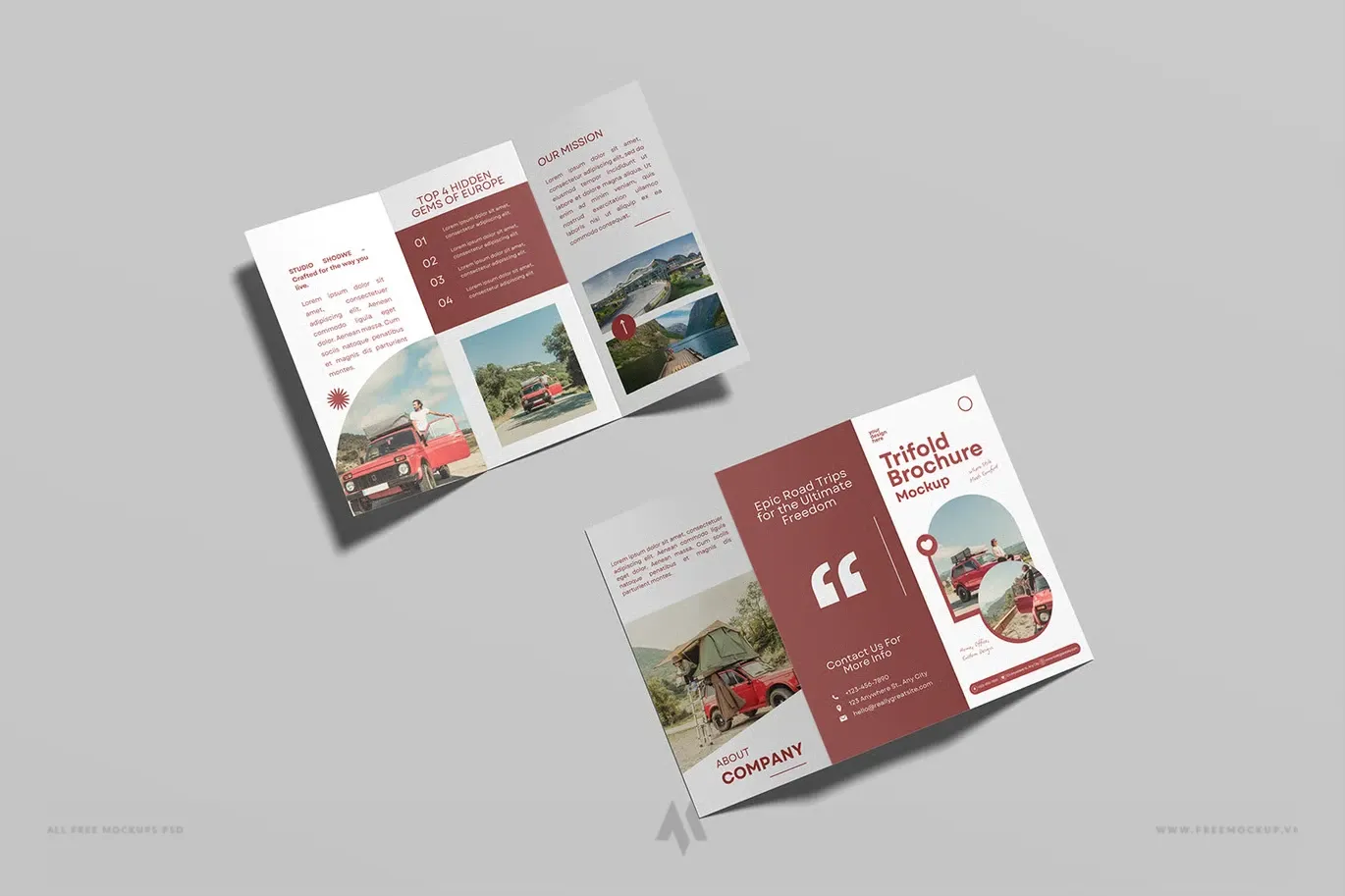 Mockup tờ rơi gấp ba chuyên nghiệp