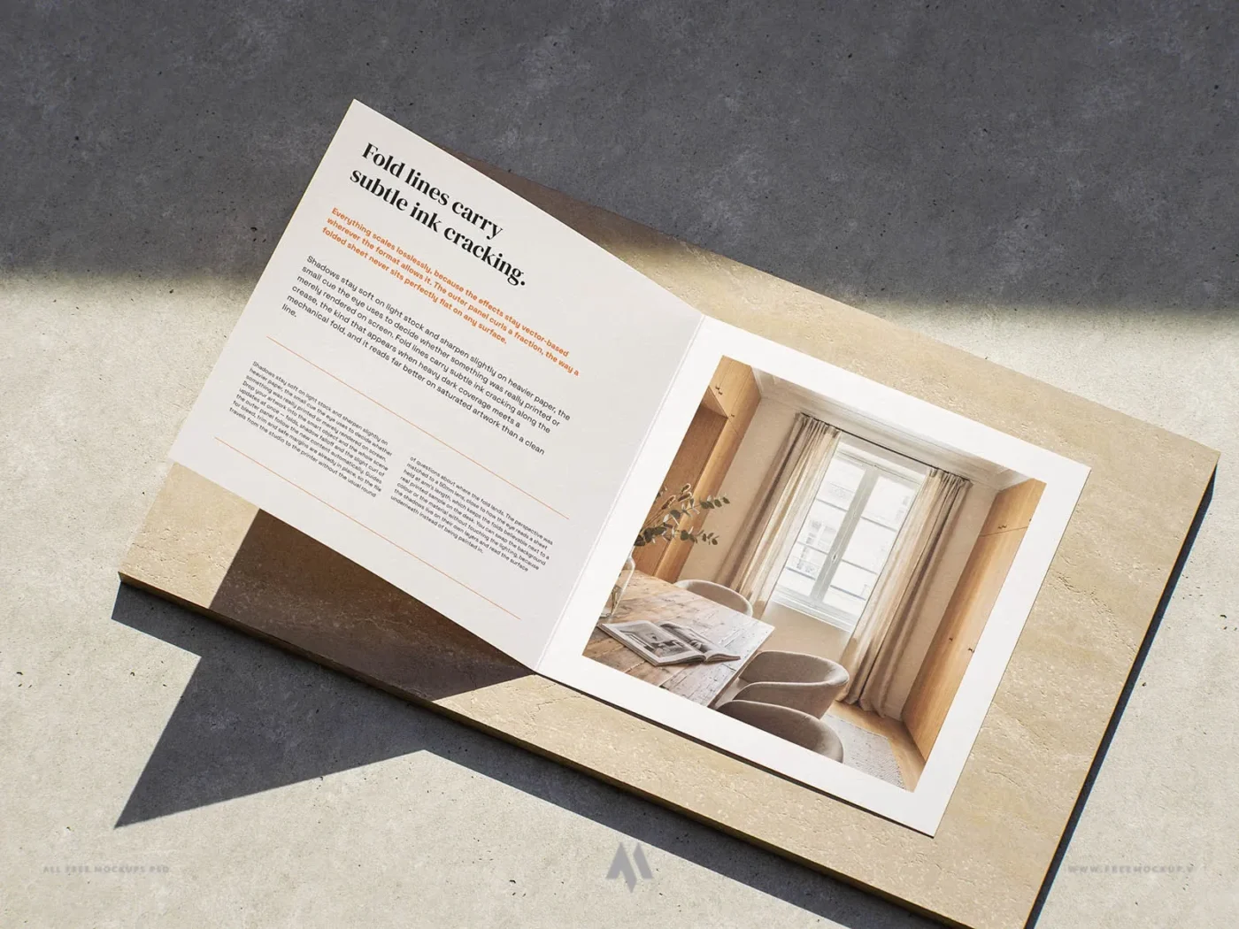 Mockup tờ rơi gập đôi vuông PSD
