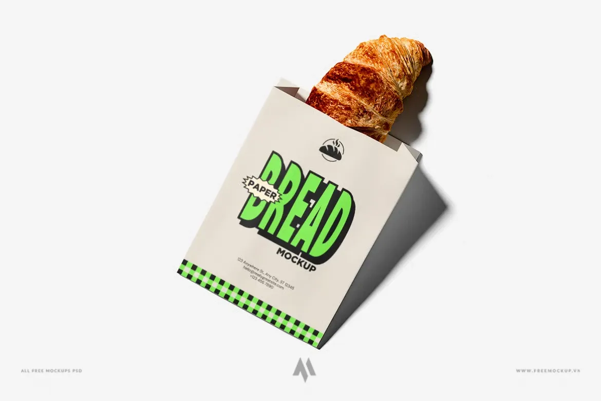 Mockup túi giấy đựng bánh mì PSD
