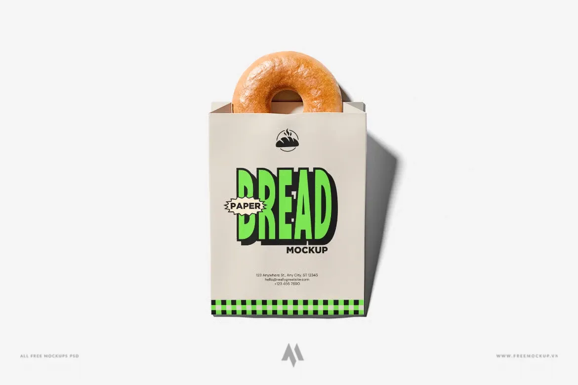 Mockup túi giấy đựng bánh mì PSD