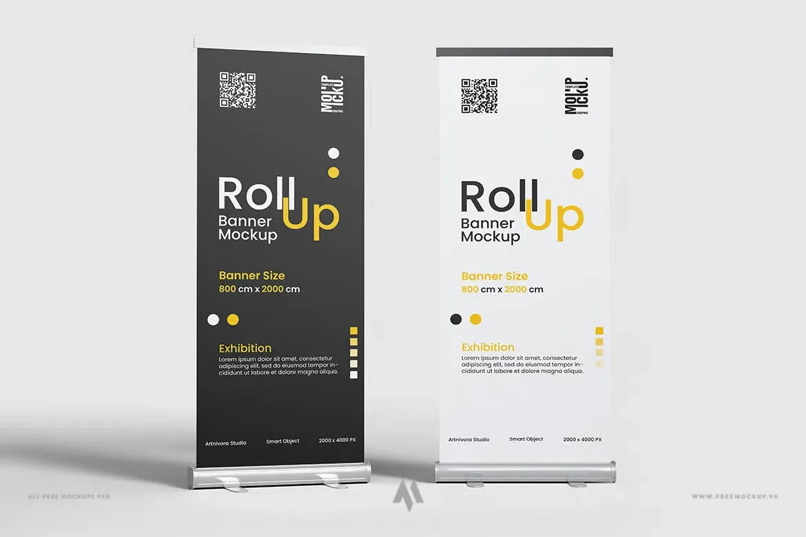 Roll Up Banner Mockup PSD: Trình Bày Thiết Kế Quảng Cáo Chuyên Nghiệp