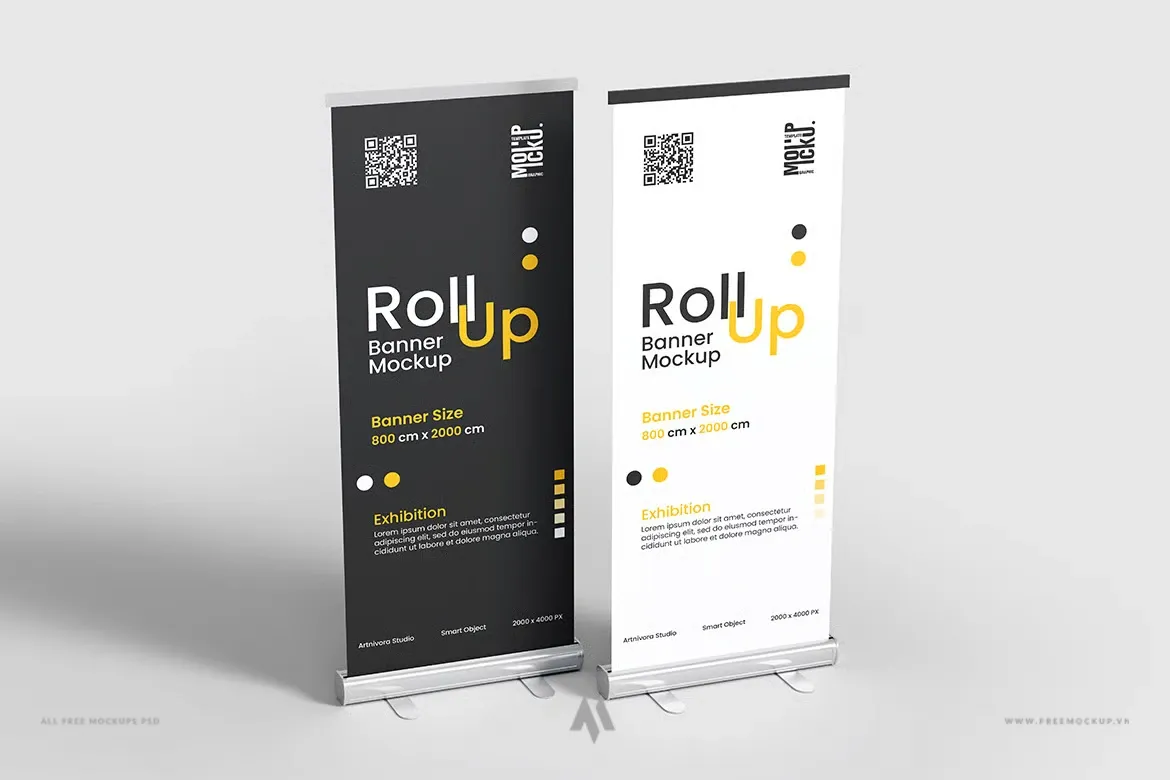 Roll Up Banner Mockup PSD: Trình Bày Thiết Kế Quảng Cáo Chuyên Nghiệp