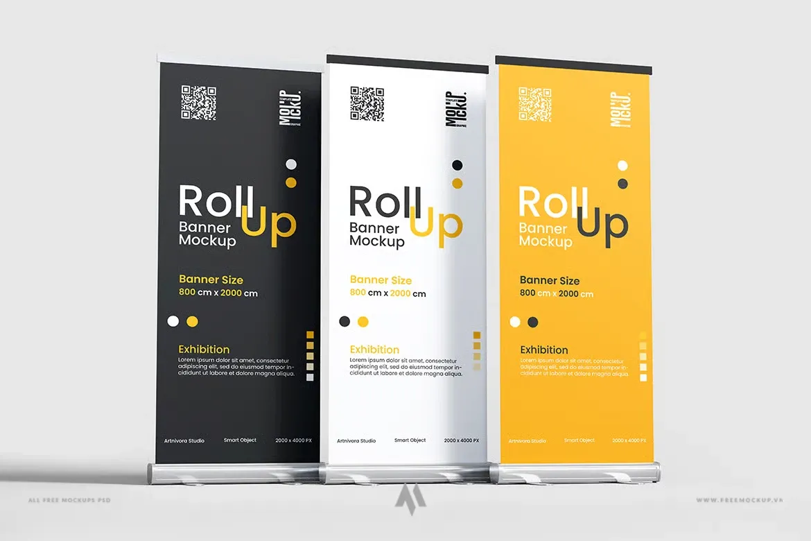 Roll Up Banner Mockup PSD: Trình Bày Thiết Kế Quảng Cáo Chuyên Nghiệp