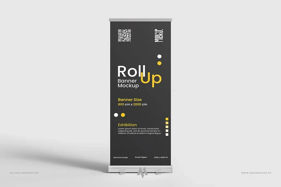Roll Up Banner Mockup PSD: Trình Bày Thiết Kế Quảng Cáo Chuyên Nghiệp
