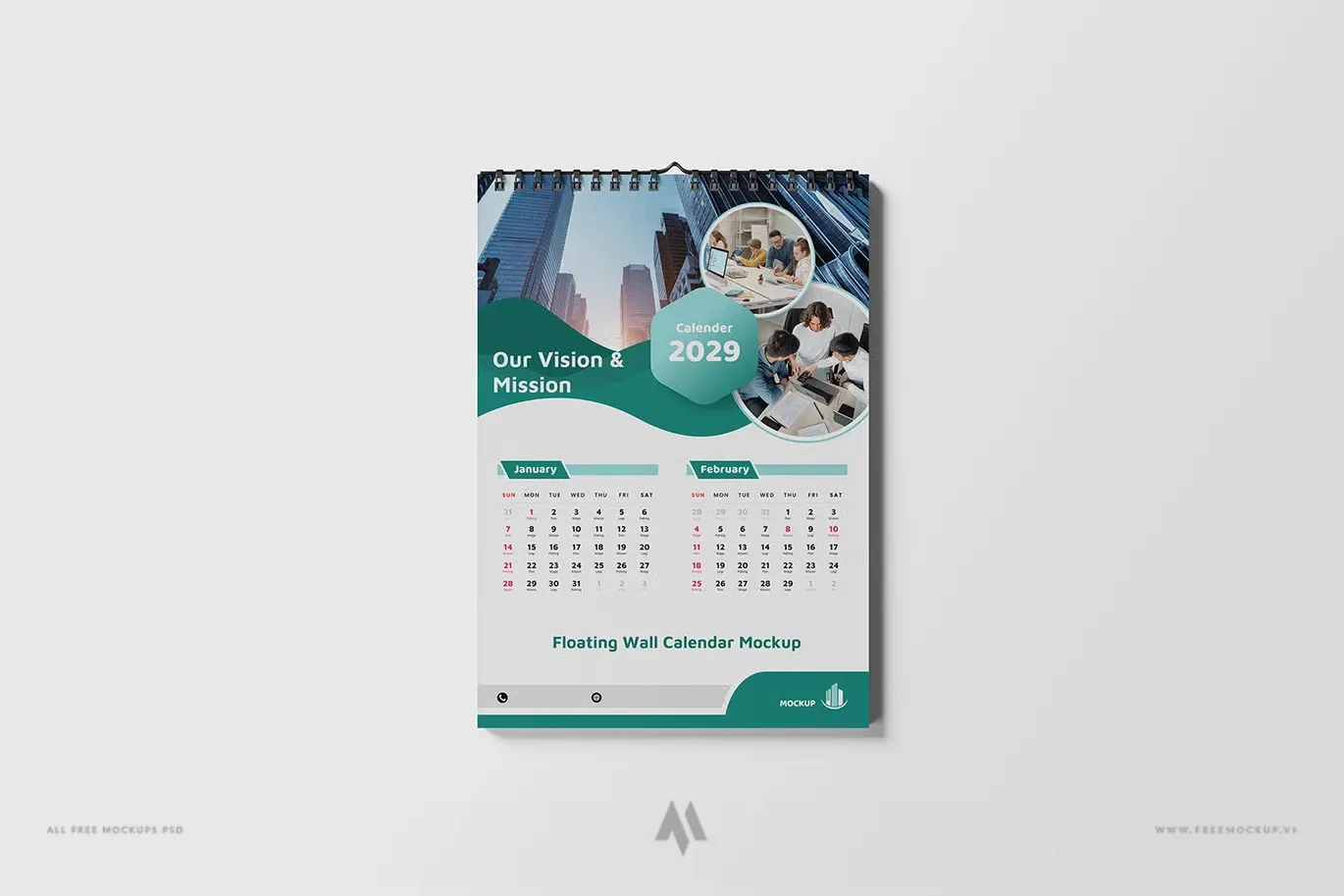 Floating Wall Calendar Mockup PSD: Trình Bày Lịch Treo Tường Chuyên Nghiệp