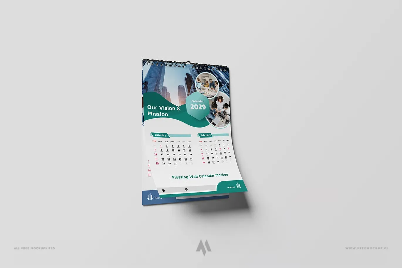 Floating Wall Calendar Mockup PSD: Trình Bày Lịch Treo Tường Chuyên Nghiệp