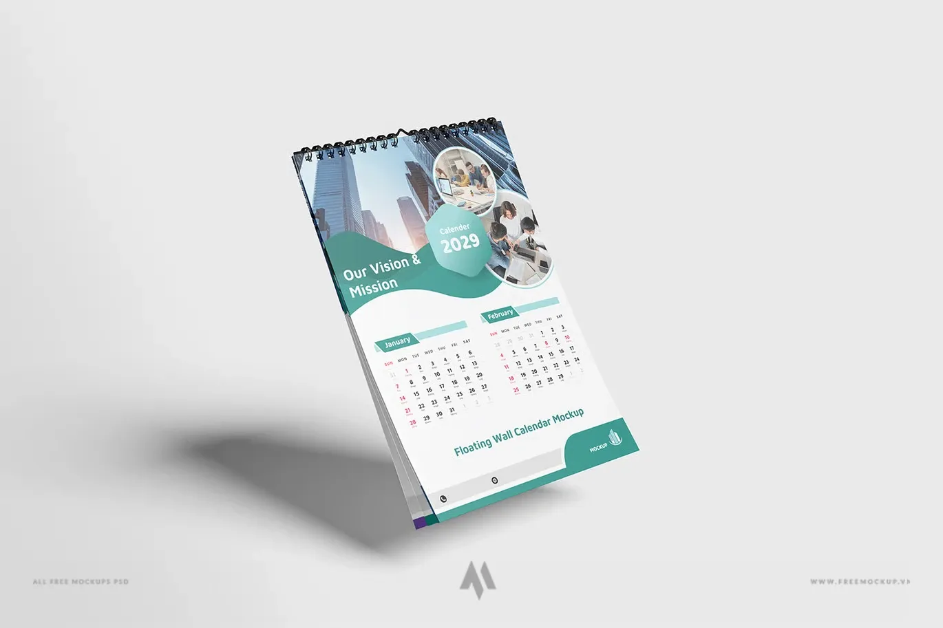 Floating Wall Calendar Mockup PSD: Trình Bày Lịch Treo Tường Chuyên Nghiệp