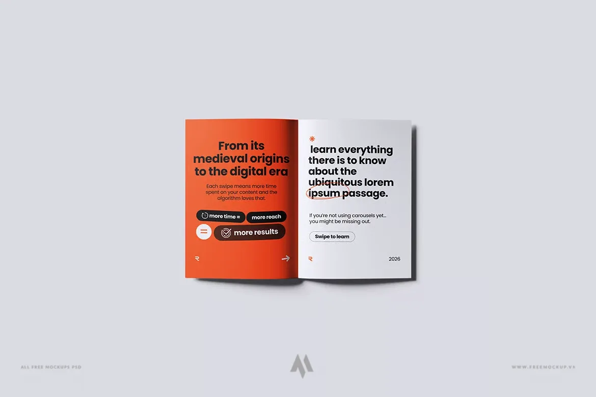 Mockup Brochure Gấp Đôi PSD Chuyên Nghiệp Dễ Dàng Chỉnh Sửa