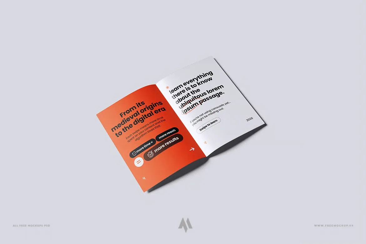 Mockup Brochure Gấp Đôi PSD Chuyên Nghiệp Dễ Dàng Chỉnh Sửa
