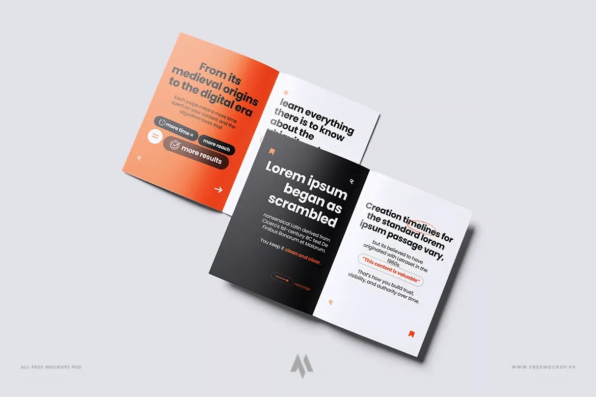 Mockup Brochure Gấp Đôi PSD Chuyên Nghiệp Dễ Dàng Chỉnh Sửa