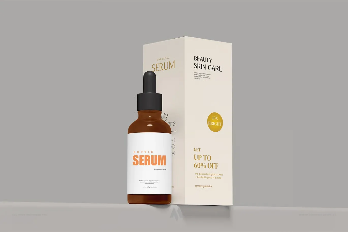 Mockup Chai Serum và Hộp Bao Bì PSD: Trình Bày Mỹ Phẩm Chuyên Nghiệp
