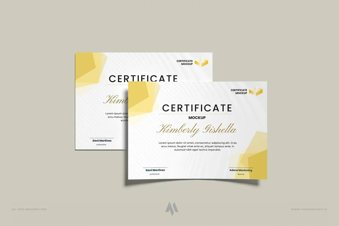Mockup chứng chỉ A4 PSD