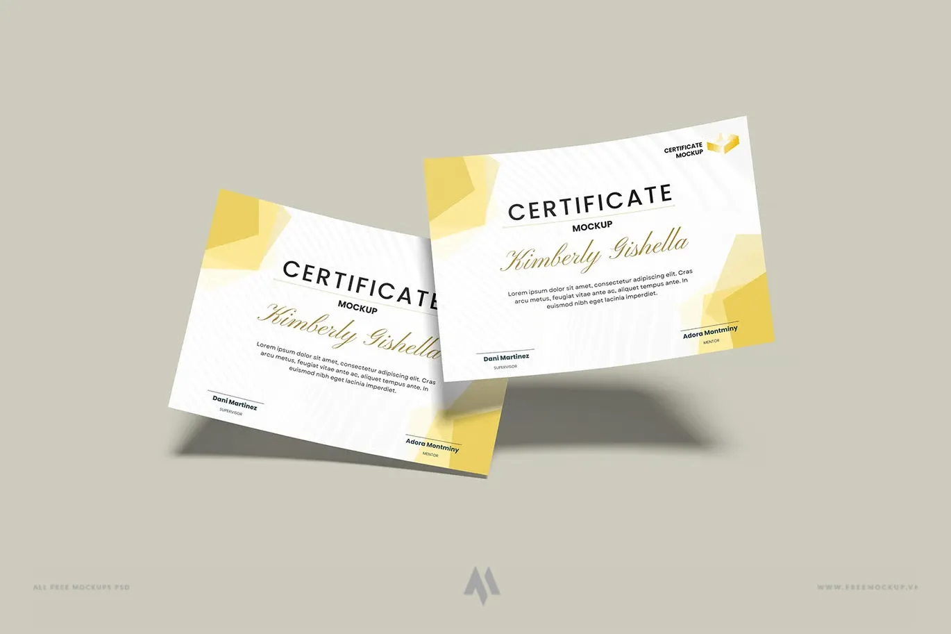 Mockup chứng chỉ A4 PSD