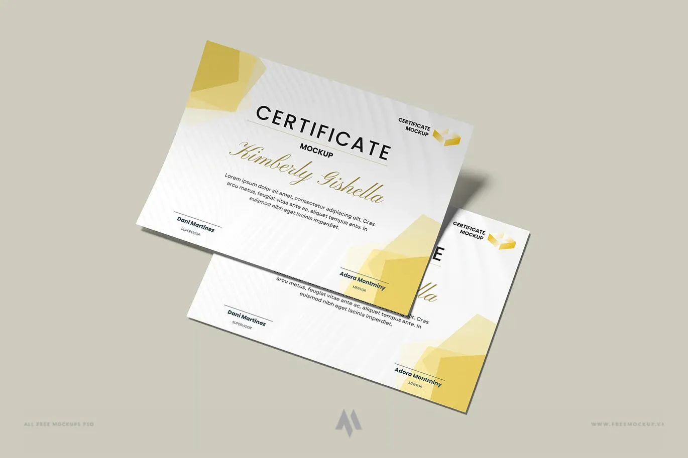 Mockup chứng chỉ A4 PSD