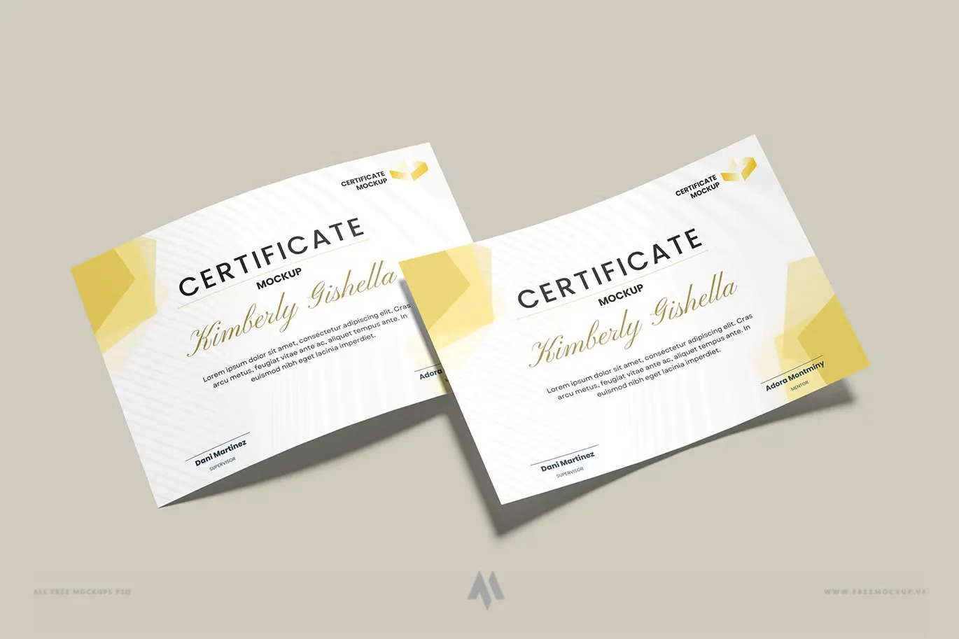 Mockup chứng chỉ A4 PSD