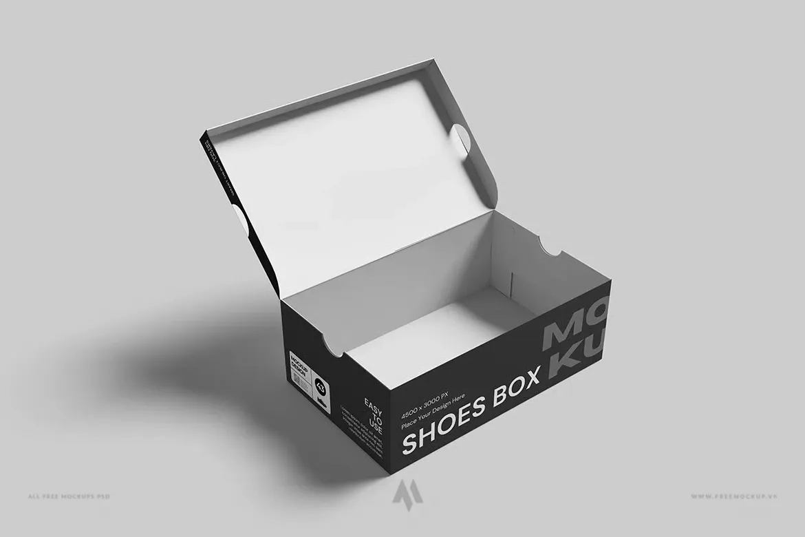 Mockup Hộp Giày PSD Đa Dạng Góc Nhìn Cho Bao Bì Chuyên Nghiệp
