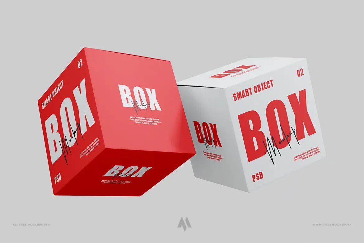 Mockup Hộp Vuông Đa Cảnh PSD: Trình Bày Bao Bì Ấn Tượng