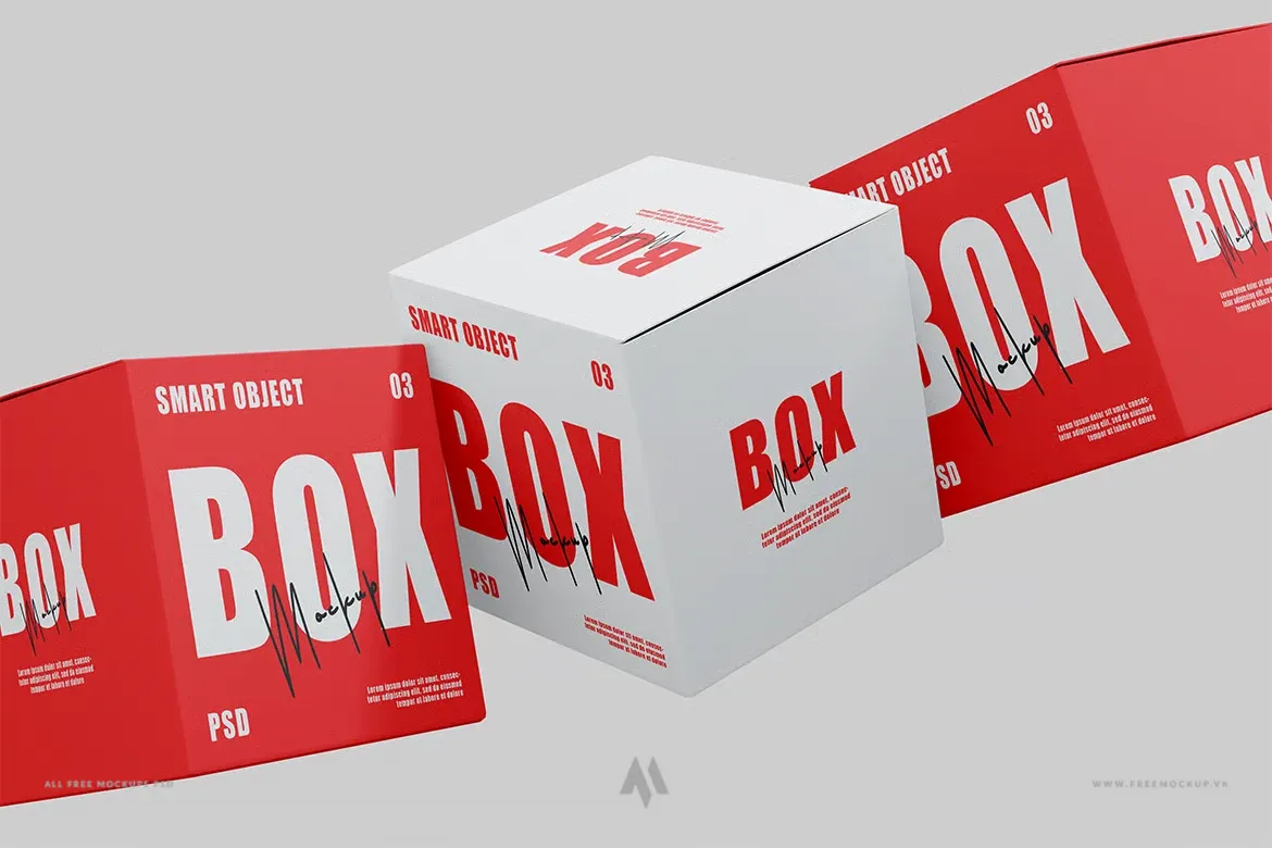 Mockup Hộp Vuông Đa Cảnh PSD: Trình Bày Bao Bì Ấn Tượng