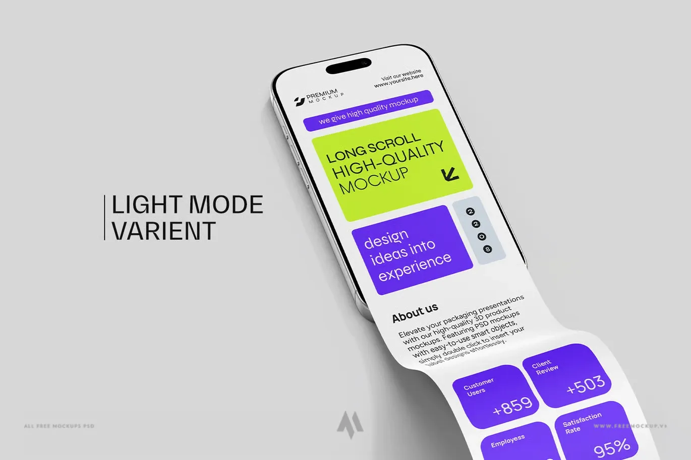 Mockup iPhone cuộn dài: mockup thiết kế ứng dụng và website
