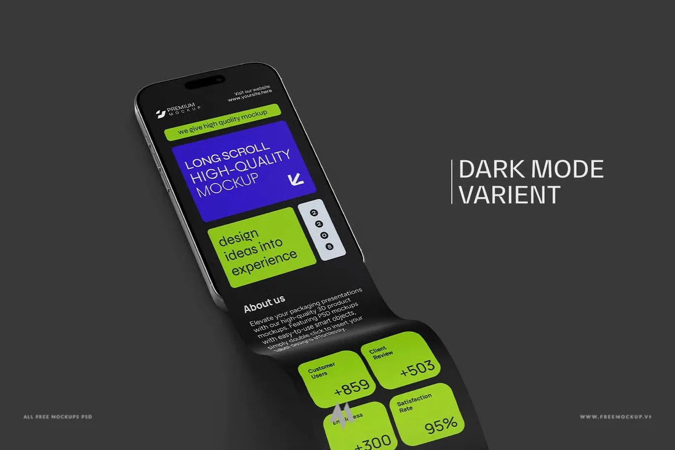 Mockup iPhone cuộn dài: mockup thiết kế ứng dụng và website