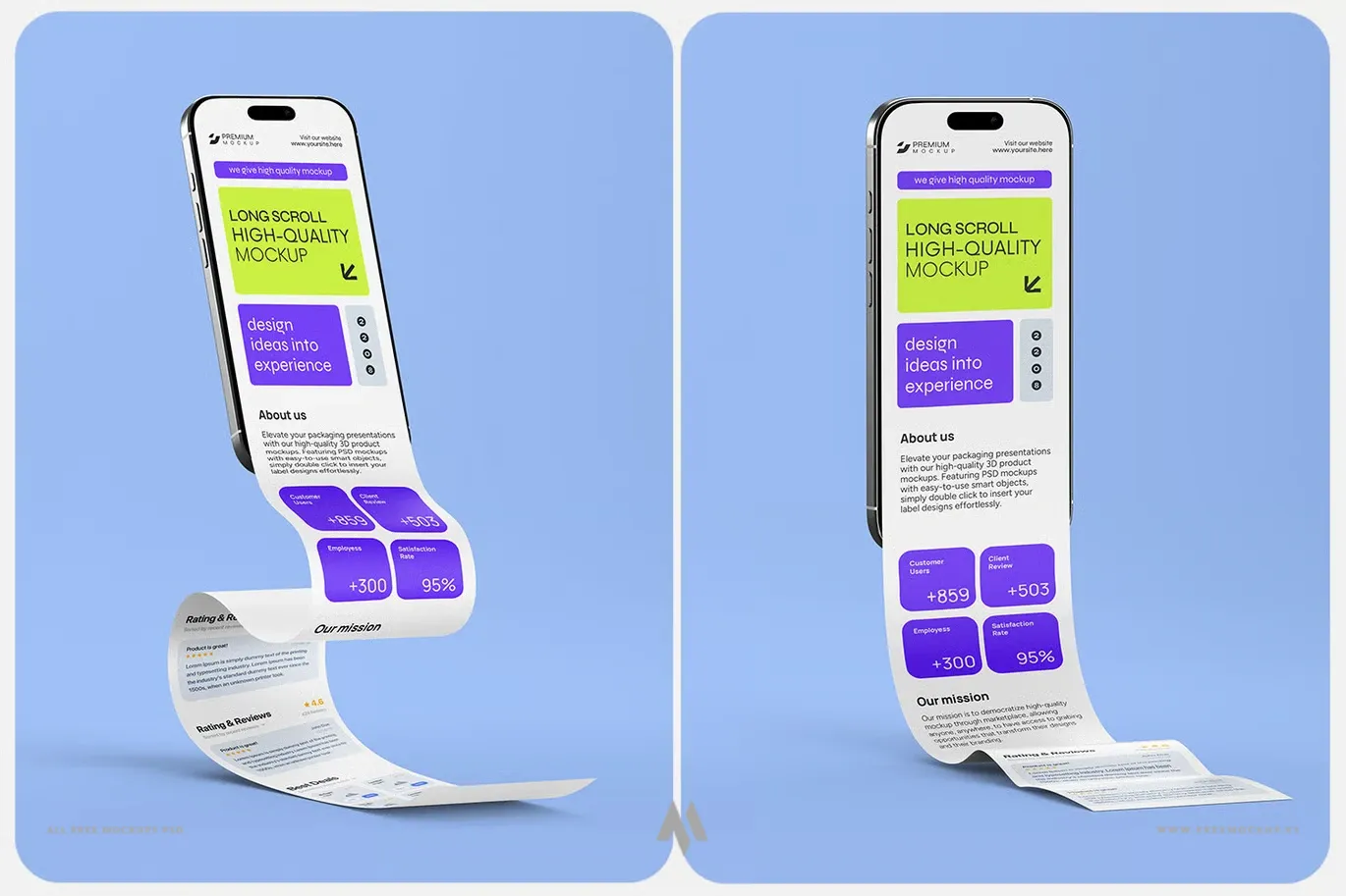 Mockup iPhone cuộn dài: mockup thiết kế ứng dụng và website
