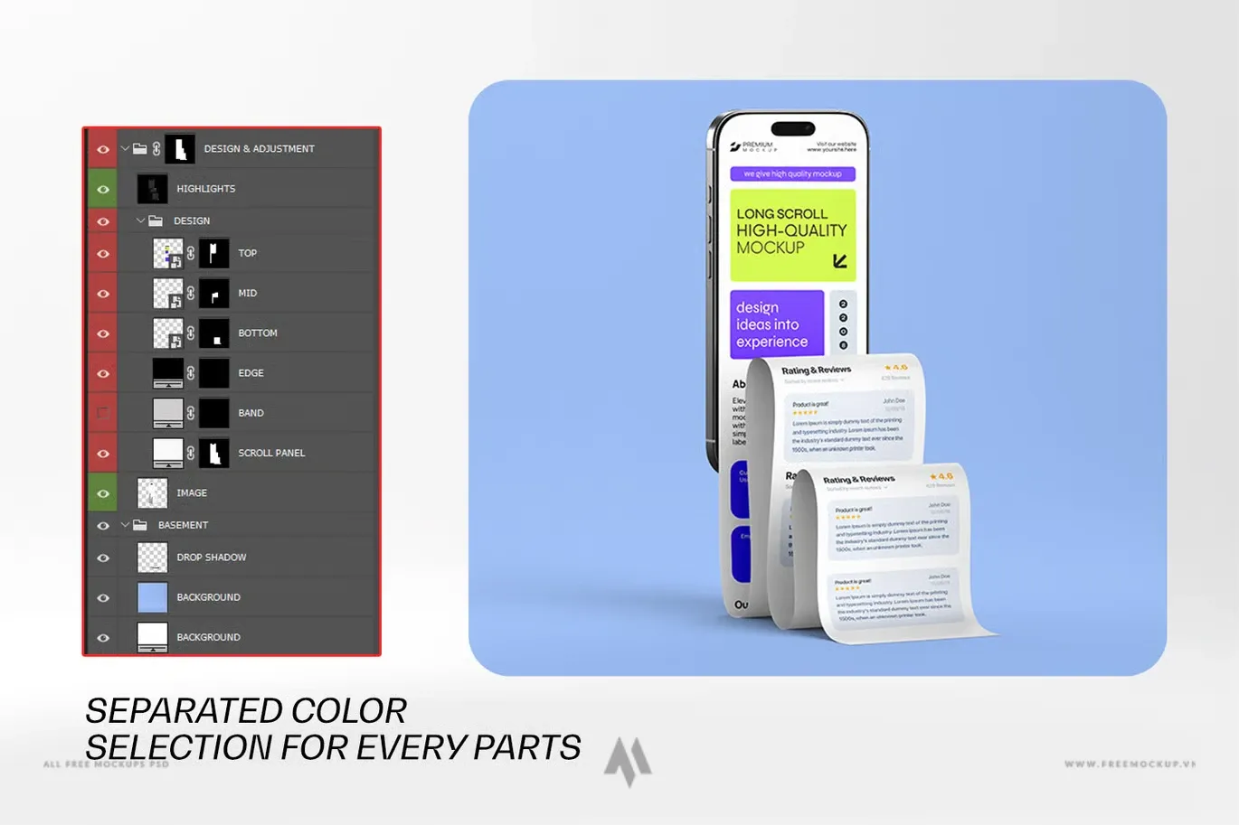 Mockup iPhone cuộn dài: mockup thiết kế ứng dụng và website
