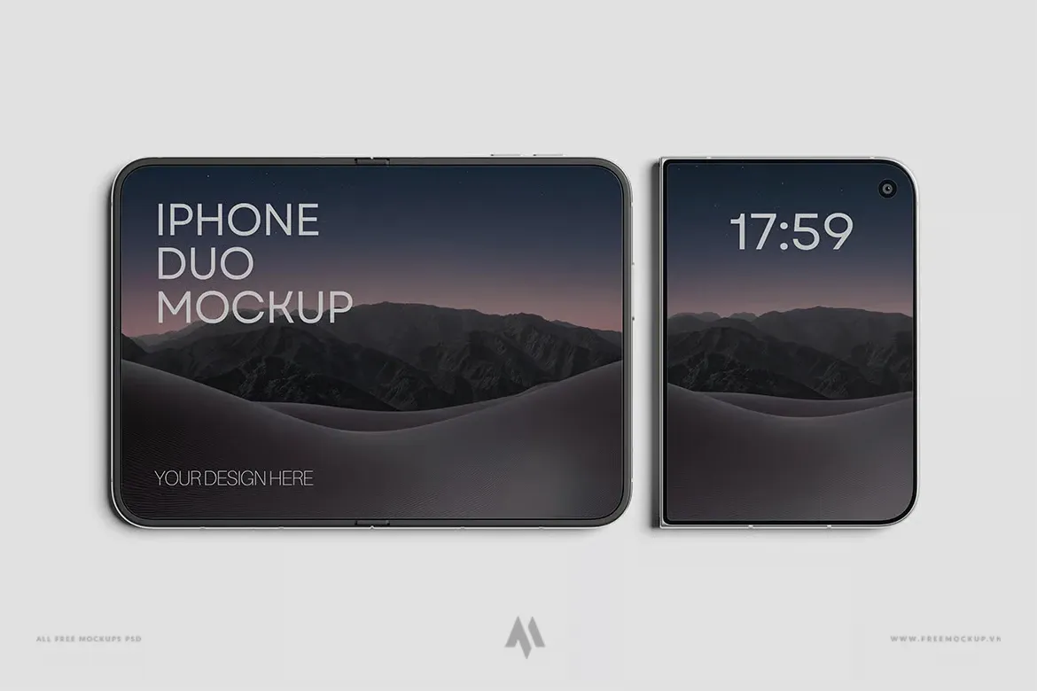 Mockup iPhone Đôi PSD: Trình Bày Thiết Kế Ứng Dụng Chuyên Nghiệp