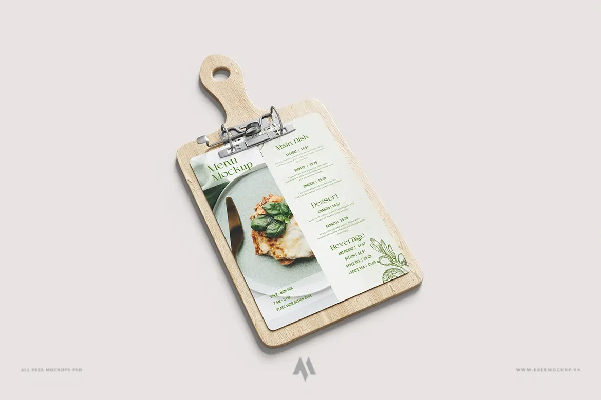 Mockup menu thực đơn nhà hàng miễn phí