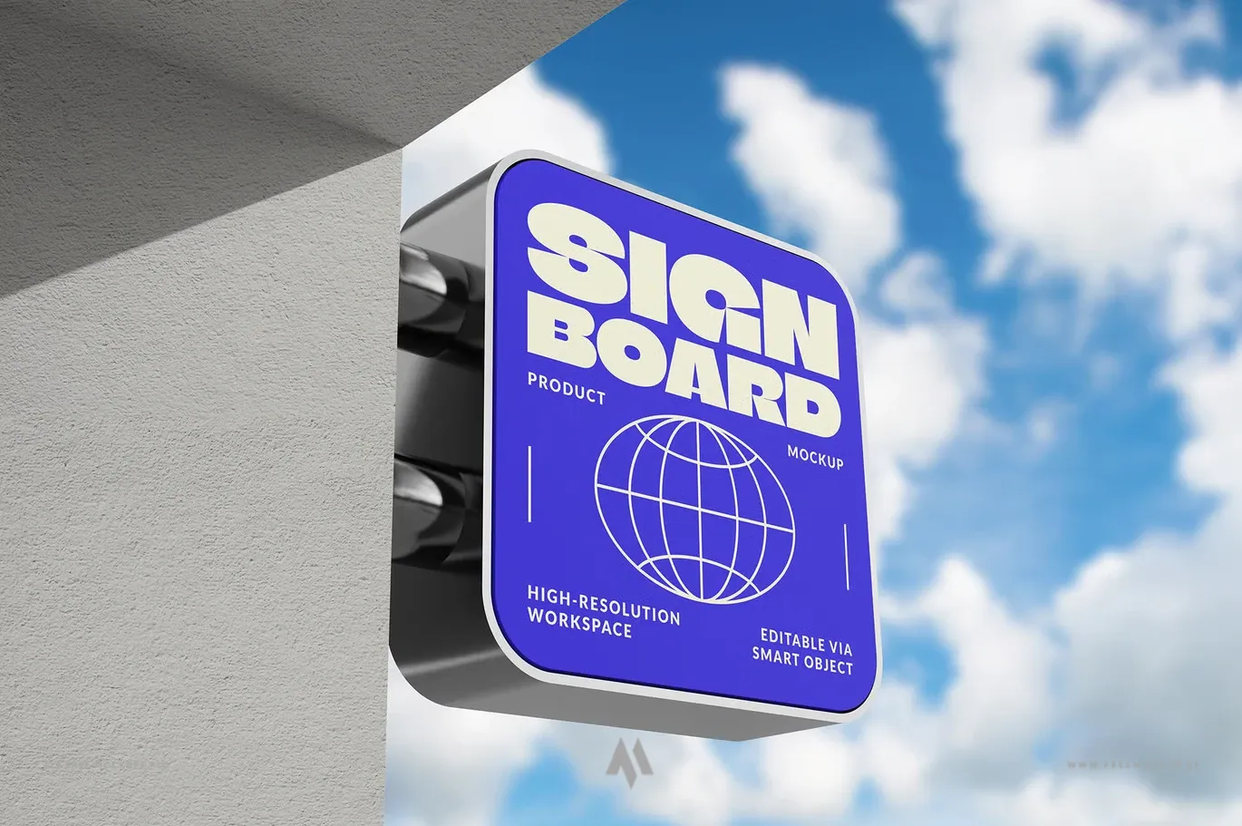 Mockup PSD Biển Vẫy Vuông Bo Tròn Góc: Trình Bày Branding Cửa Hàng Chuyên Nghiệp