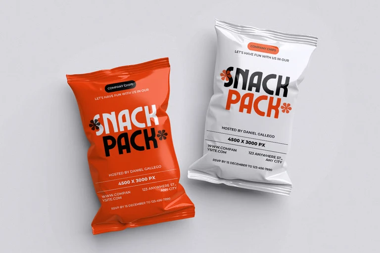 Mockup gói Snack khoai tây PSD miễn phí