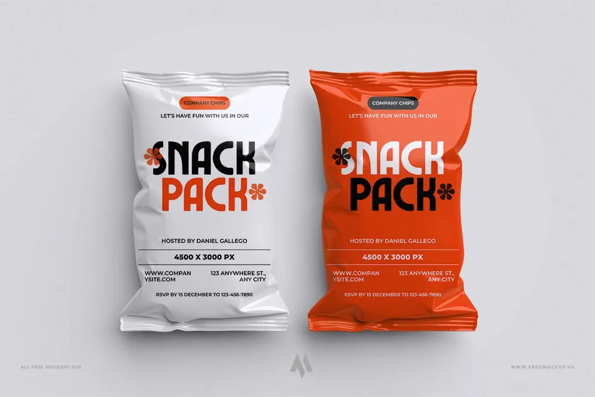 Tải Mockup Bao Bì Snack Khoai Tây PSD Miễn Phí Chuyên Nghiệp