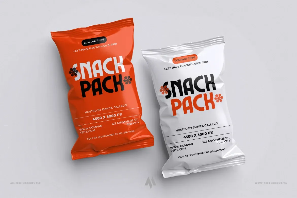 Tải Mockup Bao Bì Snack Khoai Tây PSD Miễn Phí Chuyên Nghiệp
