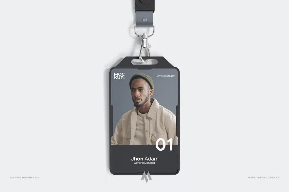 Tải Mockup Thẻ Nhân Viên & Dây Đeo ID Card PSD Miễn Phí Đa Góc Nhìn