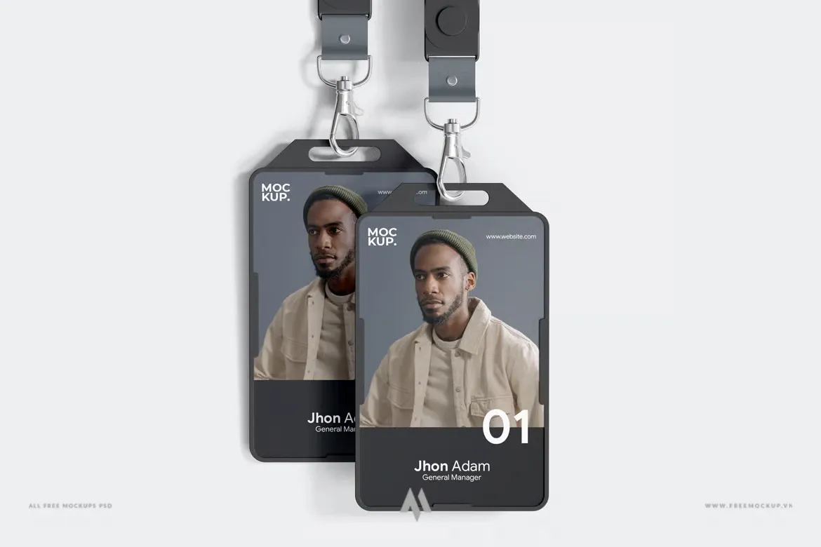 Tải Mockup Thẻ Nhân Viên & Dây Đeo ID Card PSD Miễn Phí Đa Góc Nhìn