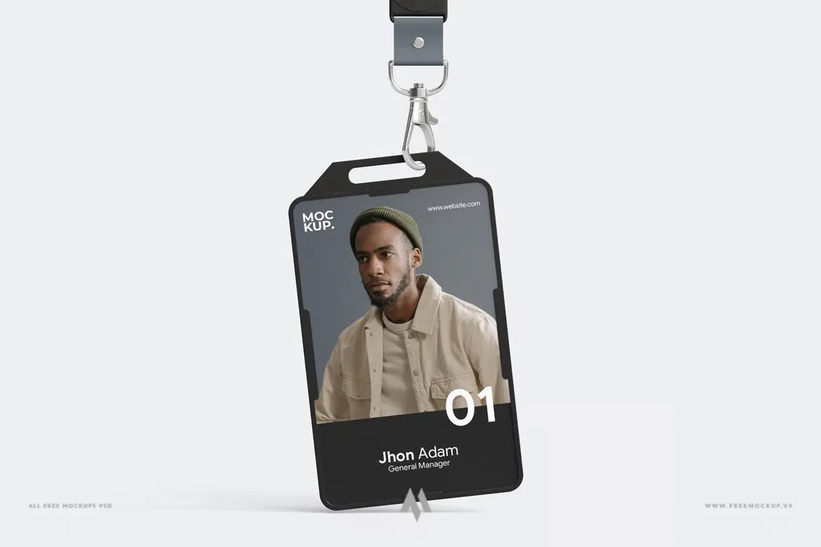 Tải Mockup Thẻ Nhân Viên & Dây Đeo ID Card PSD Miễn Phí Đa Góc Nhìn
